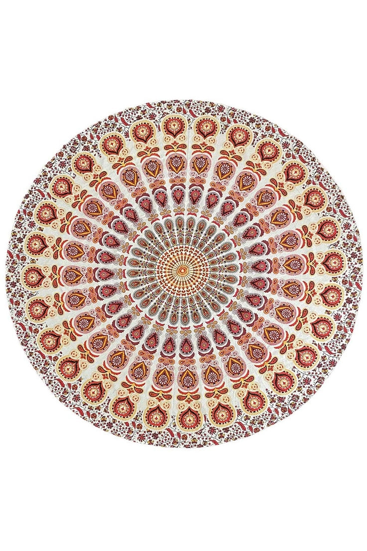 Round Mandala Tapestry | Red & Gold