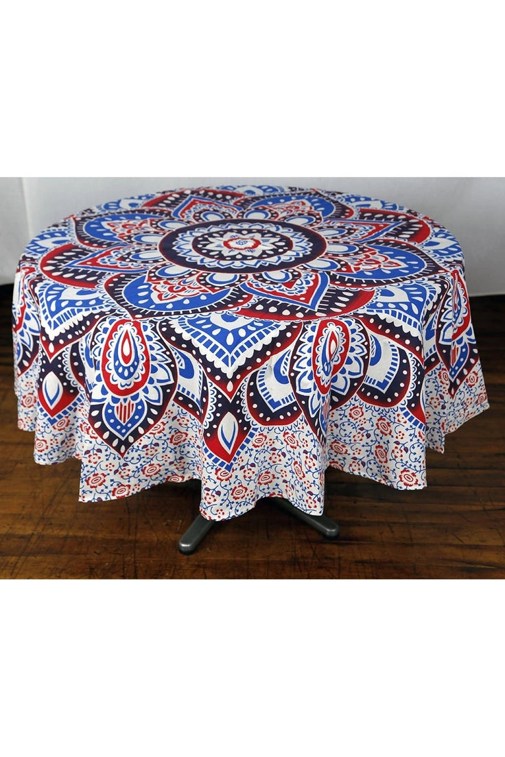 Round Mandala Tapestry | Blue & Red