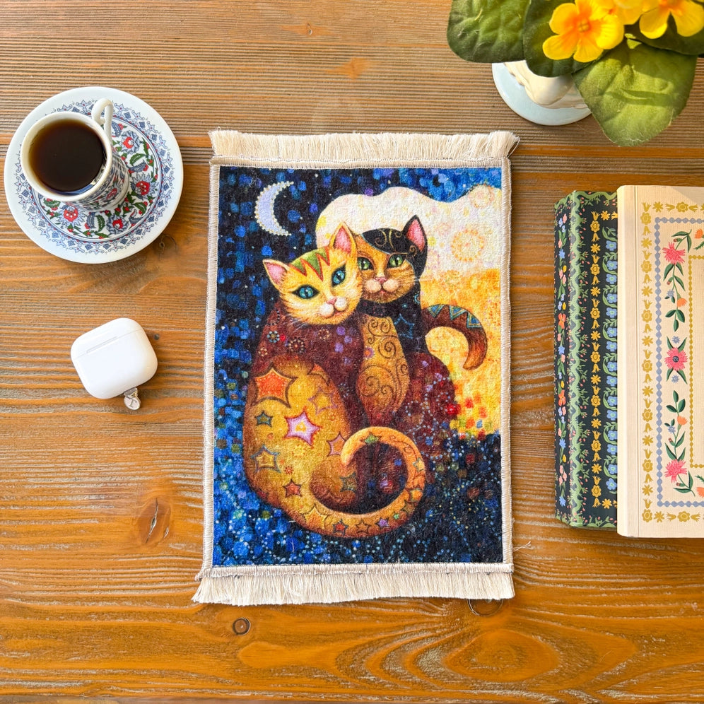 Mini Turkish Rug | Office Decor | Cat Design
