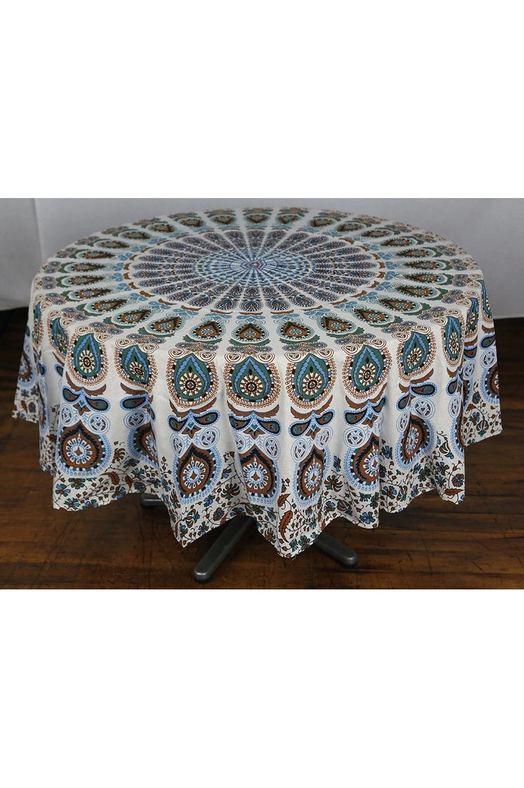 Round Mandala Tapestry | Blue & White
