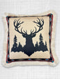 Velveteen Fringed Pillow | Deer in Forest Silhouette