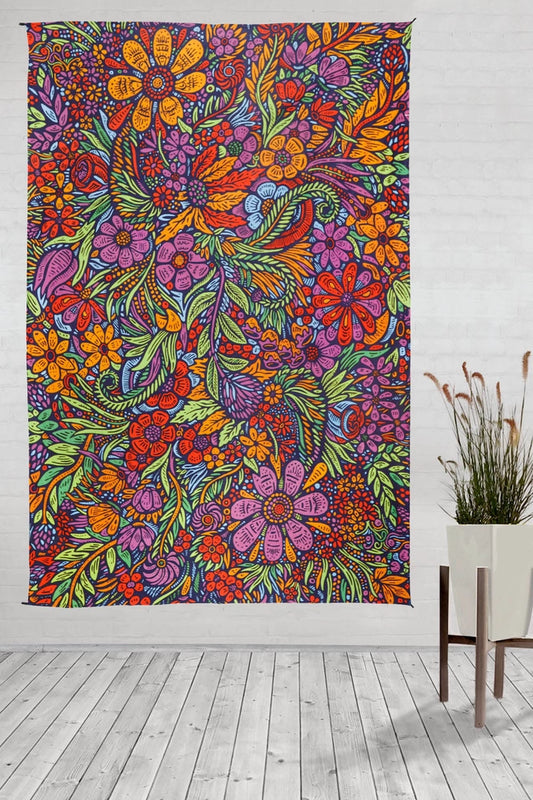 3D Lush Flower Tapestry