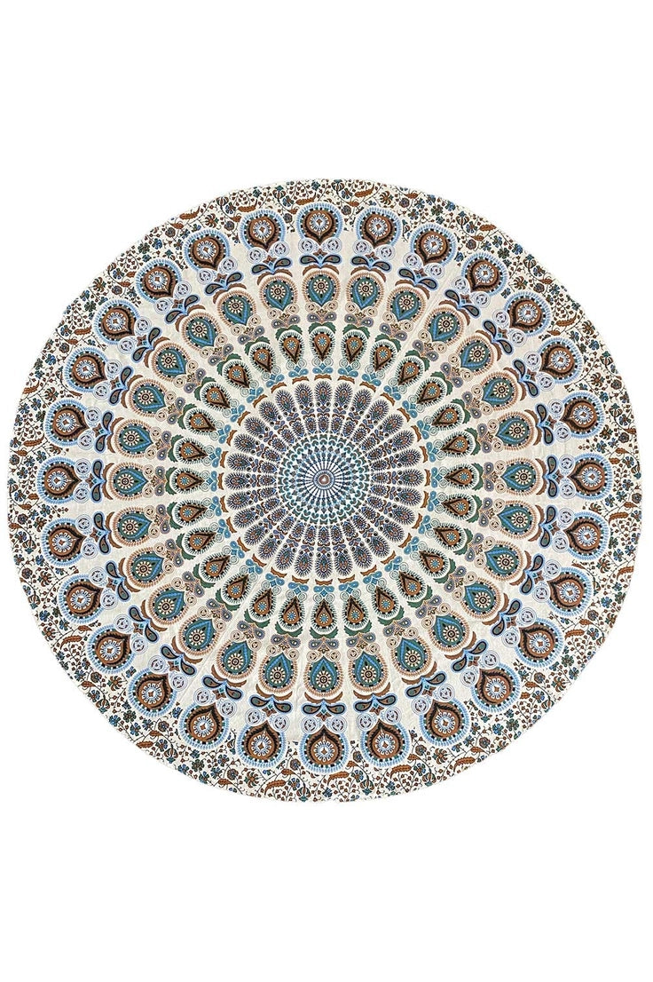 Round Mandala Tapestry | Blue & White