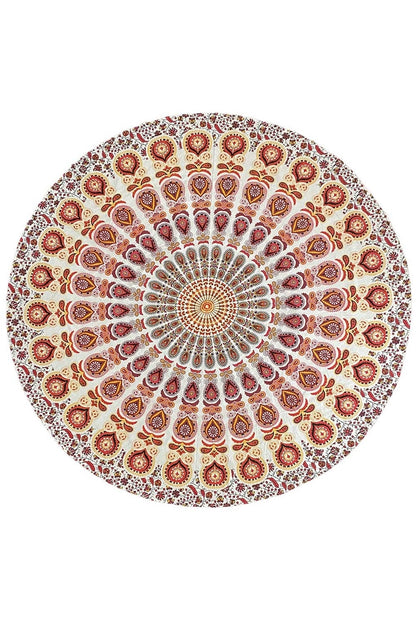 Round Mandala Tapestry | Red & Gold