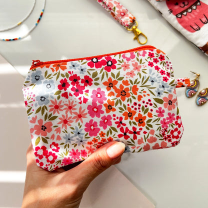 Cute Fabric Pouch | Handmade Coin Purse | Pink Floral