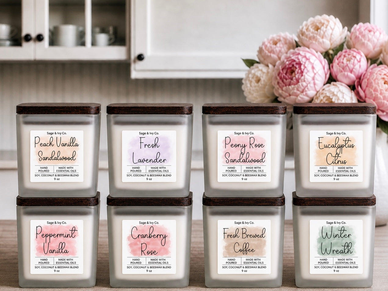 Soy, Coconut & Beeswax Candles | Non-Toxic Burn | Essential Oils | 9oz | 3oz | 2.5oz Melts
