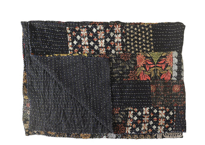 Handmade Kantha Throw Blanket – One-Of-A-Kind Sari Quilt