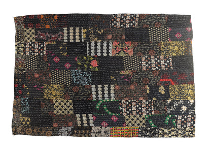 Handmade Kantha Throw Blanket – One-Of-A-Kind Sari Quilt
