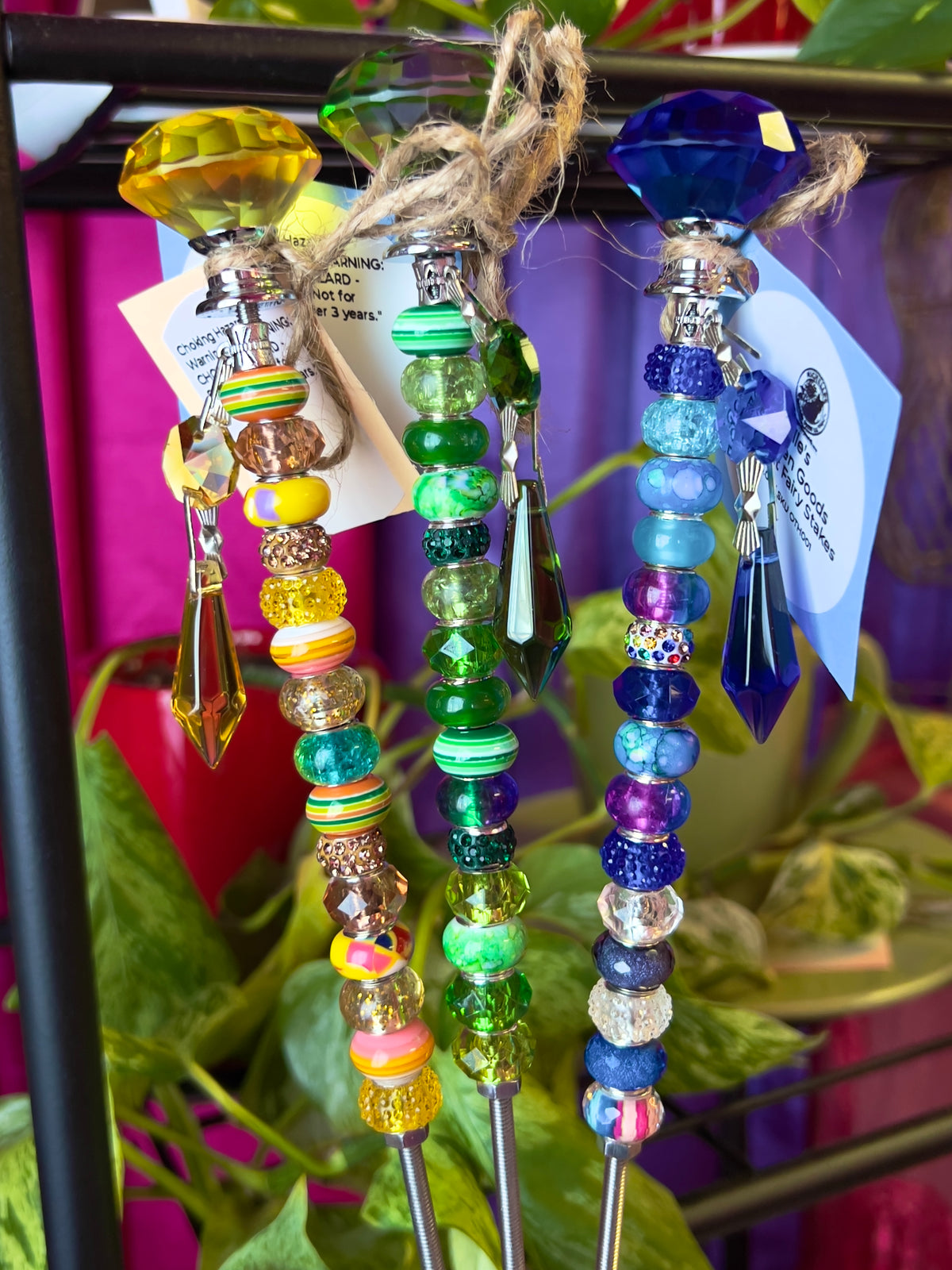 Handmade Plant Fairy Stakes | Beaded