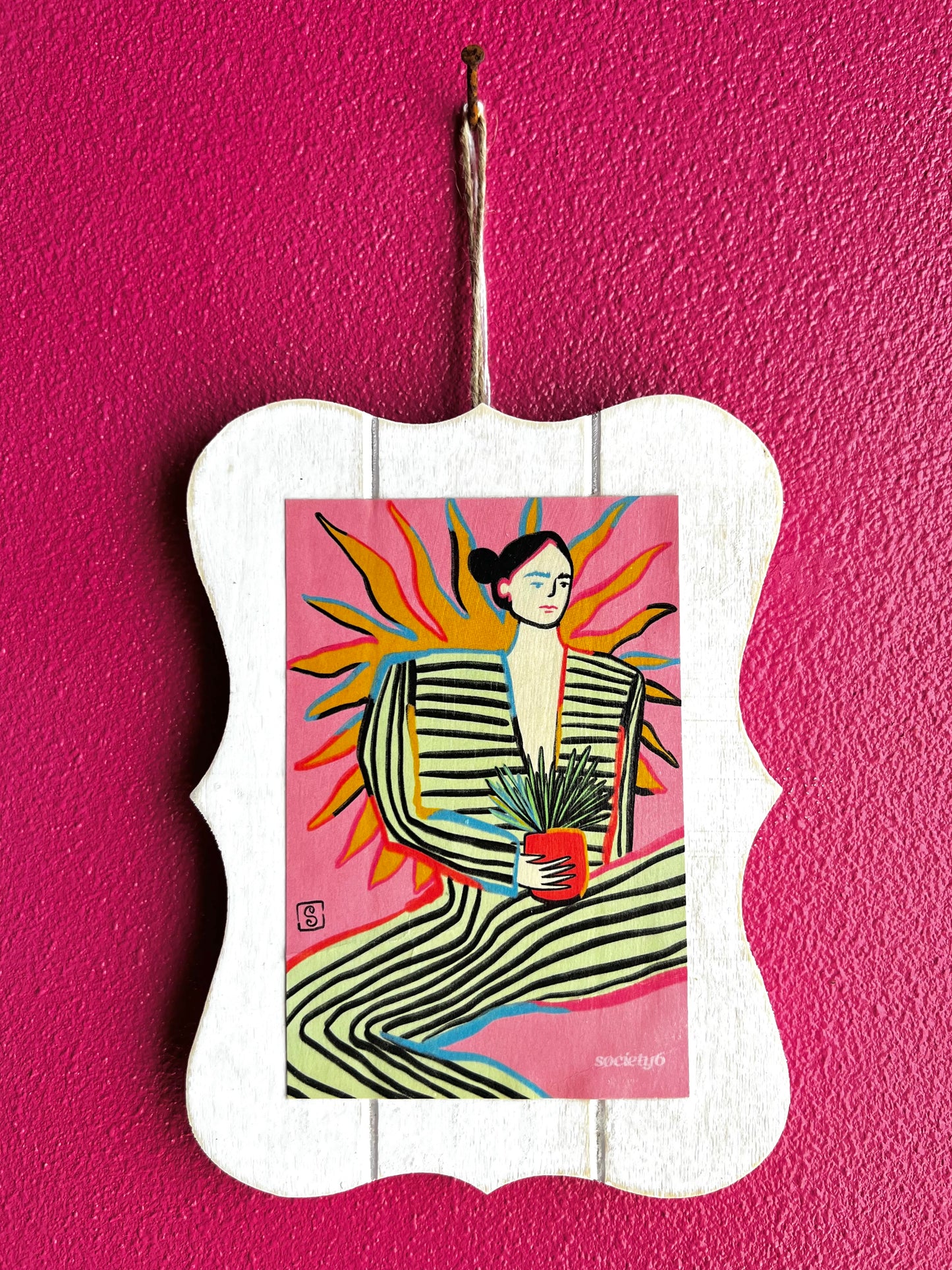 Sun Power | Woman With Plant Art | Wood Sign