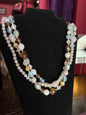 Necklace | Multi-Strand Beaded Statement with Neutral Pearl & Crystal Tones
