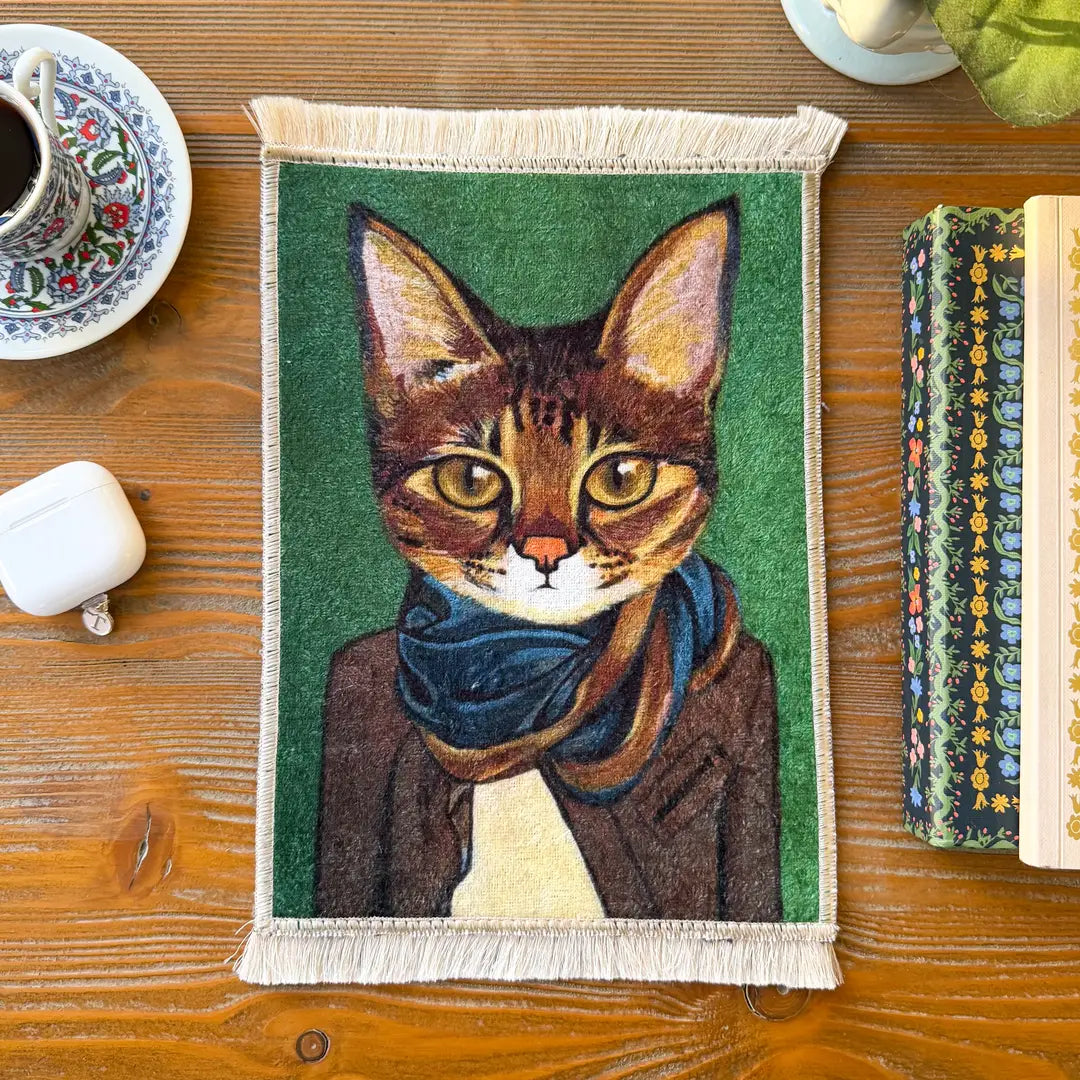 Mini Turkish Rug | Office Decor | Cat Design
