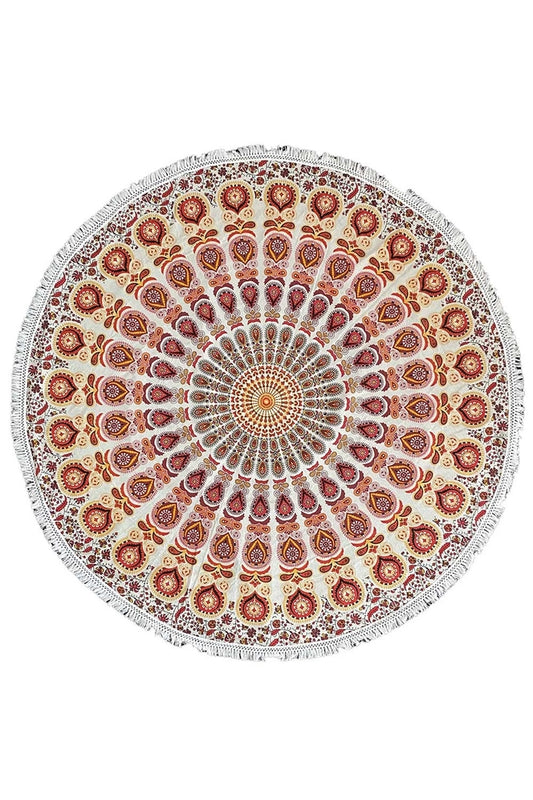 Round Mandala Tapestry | Red & Gold