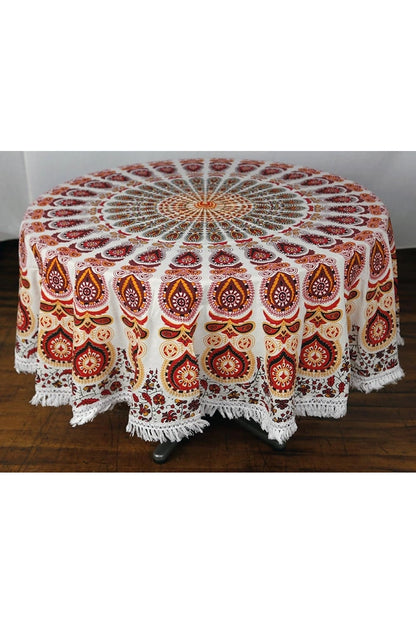 Round Mandala Tapestry | Red & Gold