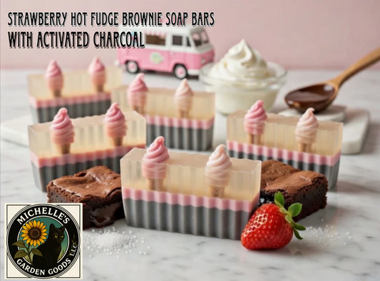 Strawberry Hot Fudge Brownie Soap Bars With Loofah Soap Bag