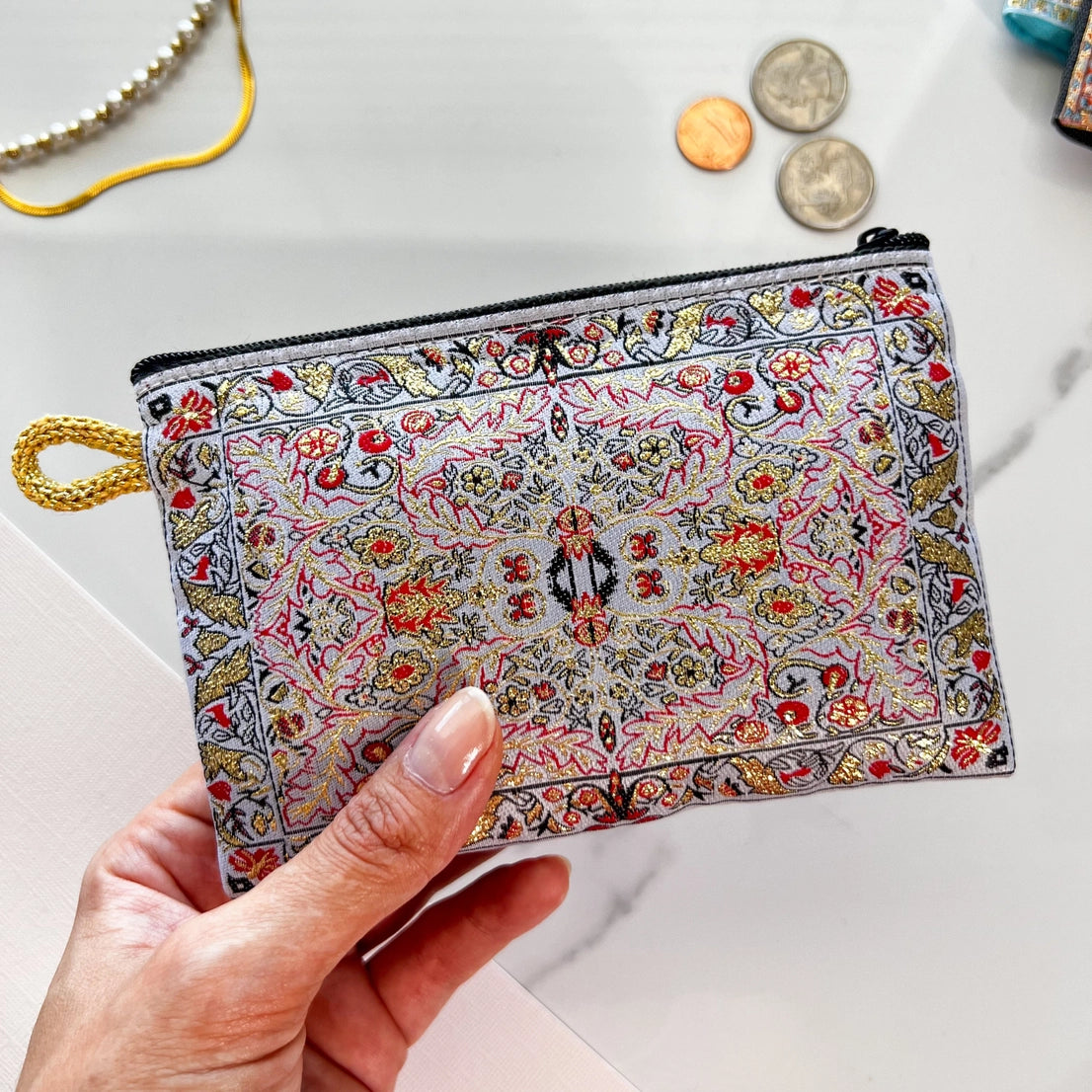 Cute Fabric Pouch | Handmade Coin Purse | Beige