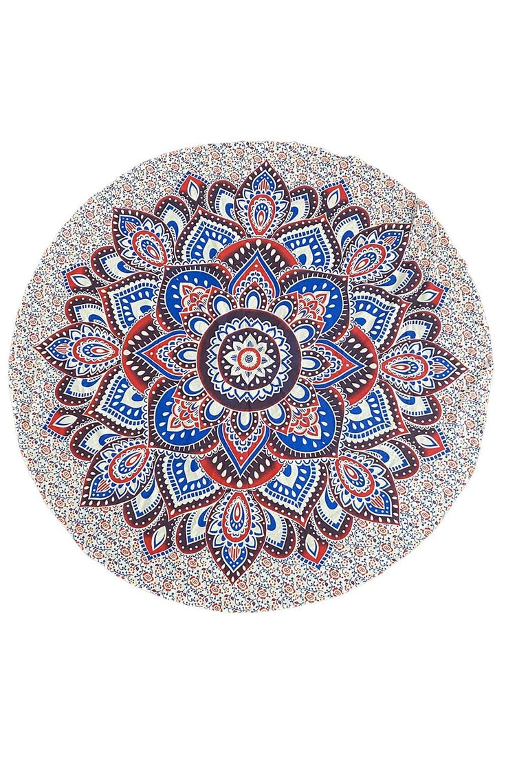 Round Mandala Tapestry | Blue & Red