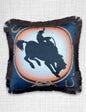 Velveteen Fringed Pillow | Rodeo Cowboy Design