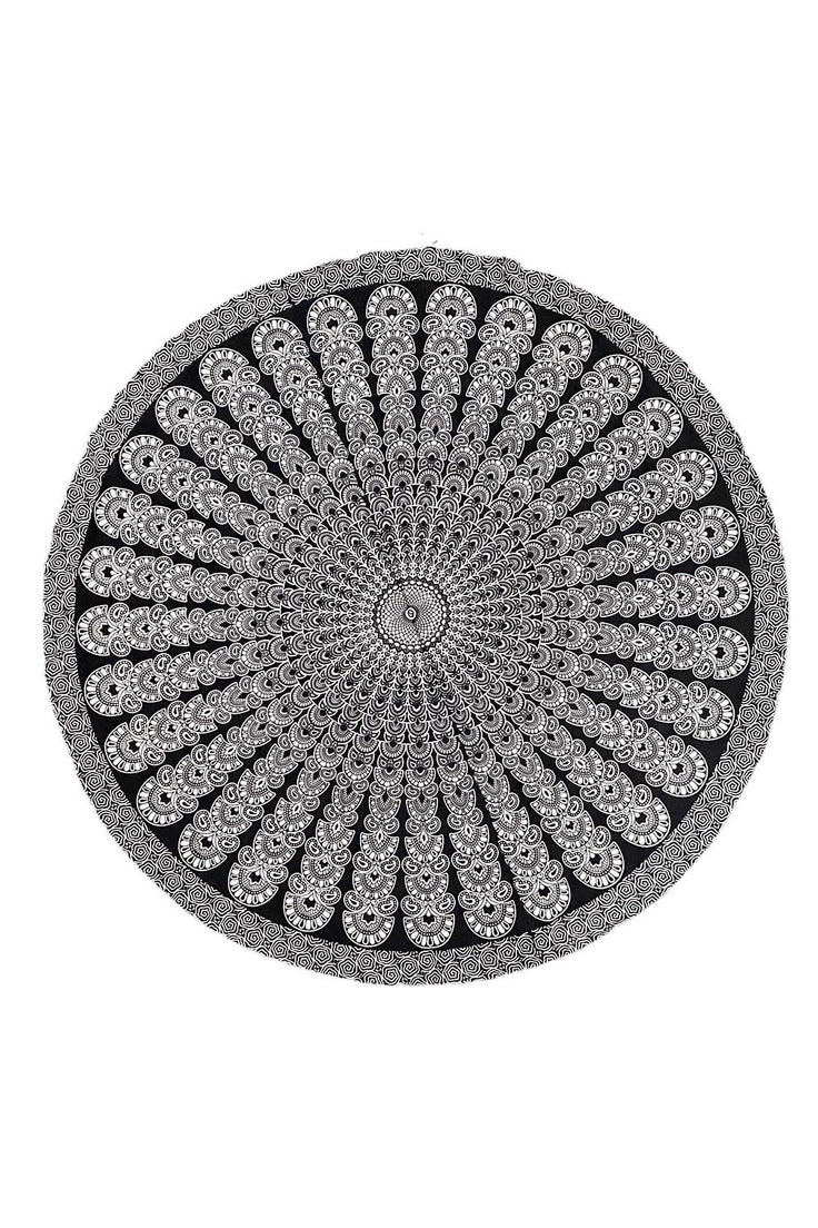 Round Mandala Tapestry | Black & White