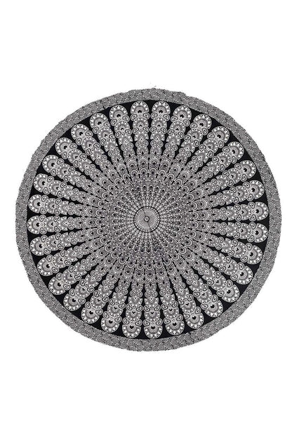 Round Mandala Tapestry | Black & White