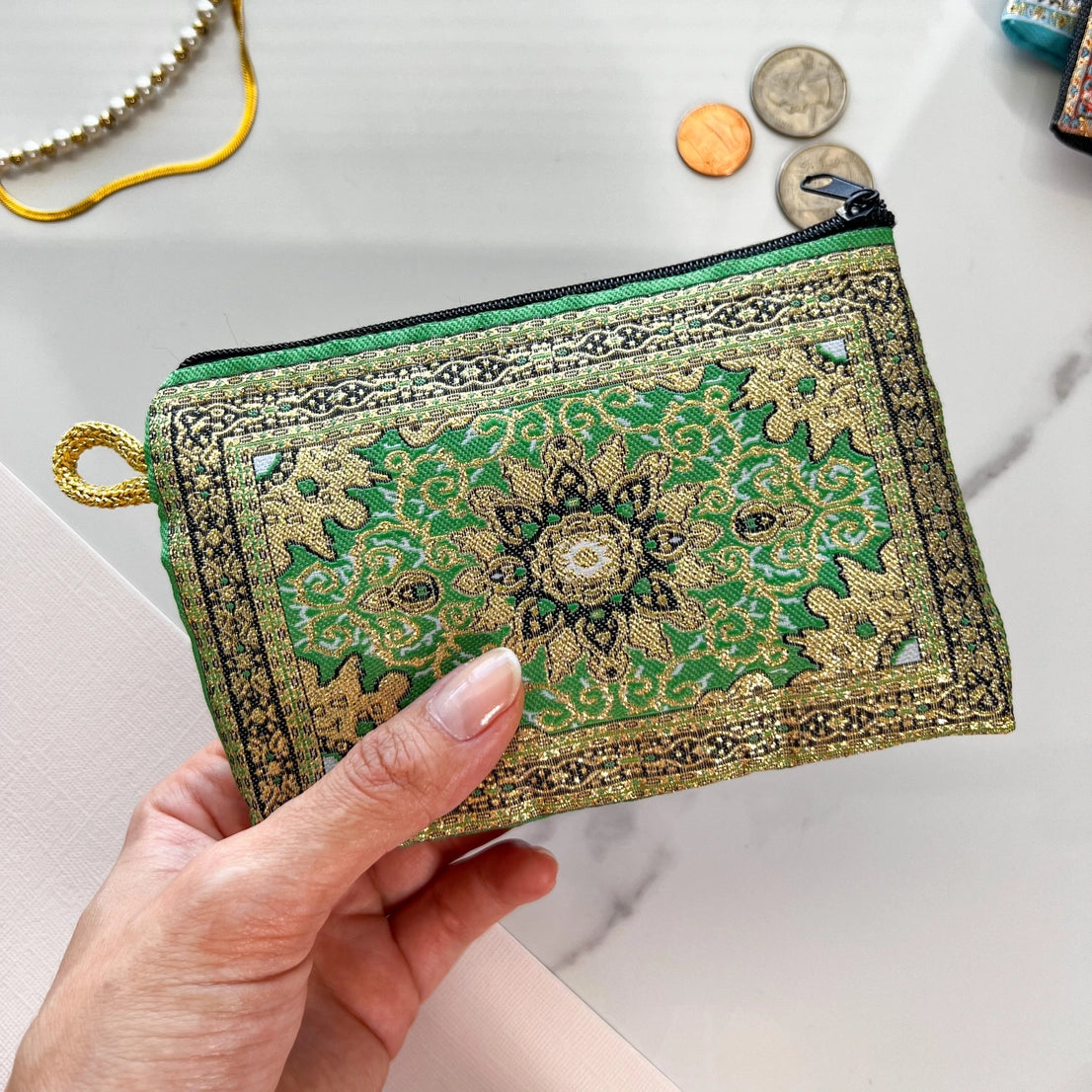 Cute Fabric Pouch | Handmade Coin Purse | Green