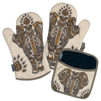 Elephant Boho Oven Mitts