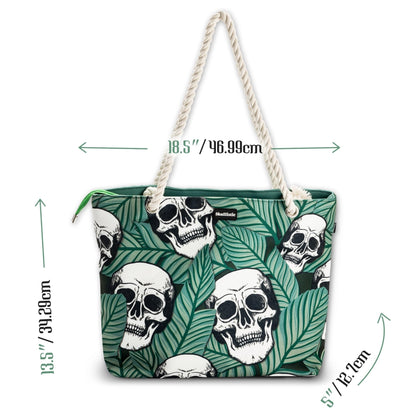 Skullistic Green Tropic Skulls Shoulder Beach Bag