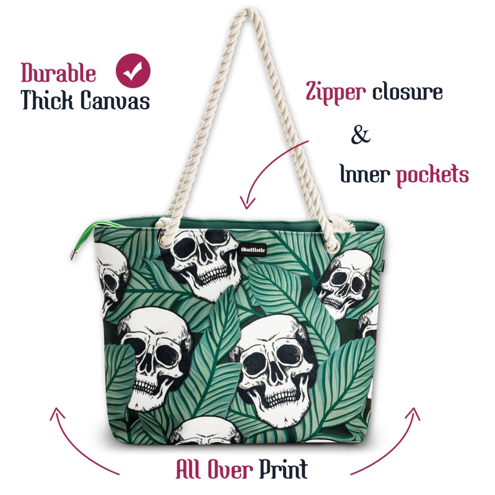 Skullistic Green Tropic Skulls Shoulder Beach Bag