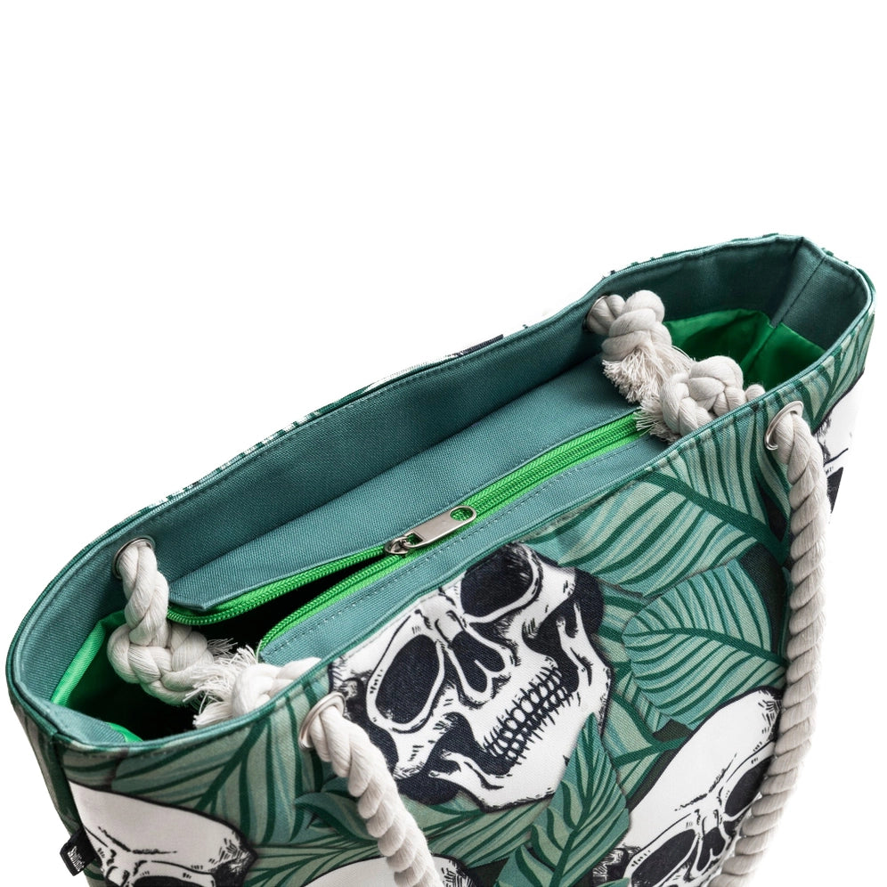 Skullistic Green Tropic Skulls Shoulder Beach Bag