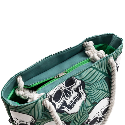 Skullistic Green Tropic Skulls Shoulder Beach Bag