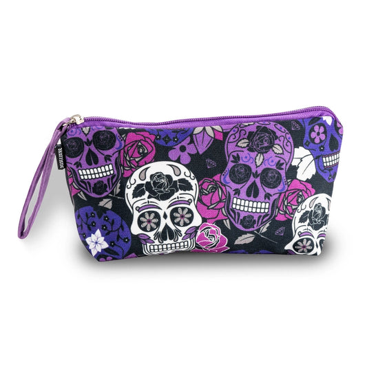 Skullistic Purple Sugar Skull Makeup Bag