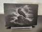 Raven art on natural slate | Engraved dark nature decor | Stormy ocean raven engraving | 9"x6" engraved slate
