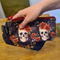 Skullistic Vintage Red Flower Skull Makeup Bag
