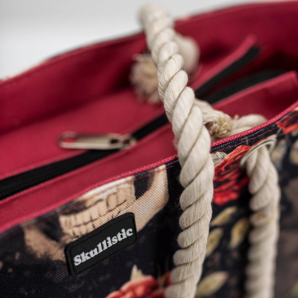 Skullistic Vintage Flower Skull Shoulder Beach Bag