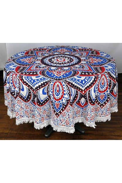 Round Mandala Tapestry | Blue & Red