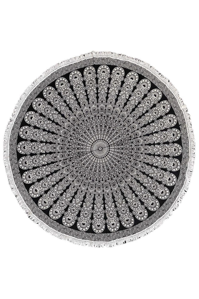Round Mandala Tapestry | Black & White