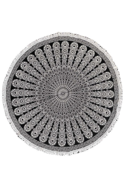 Round Mandala Tapestry | Black & White