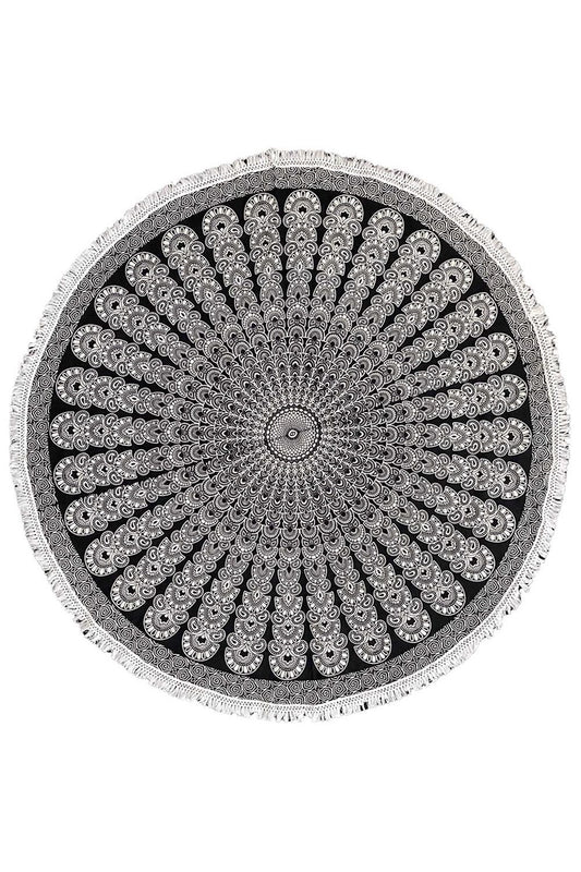 Round Mandala Tapestry | Black & White