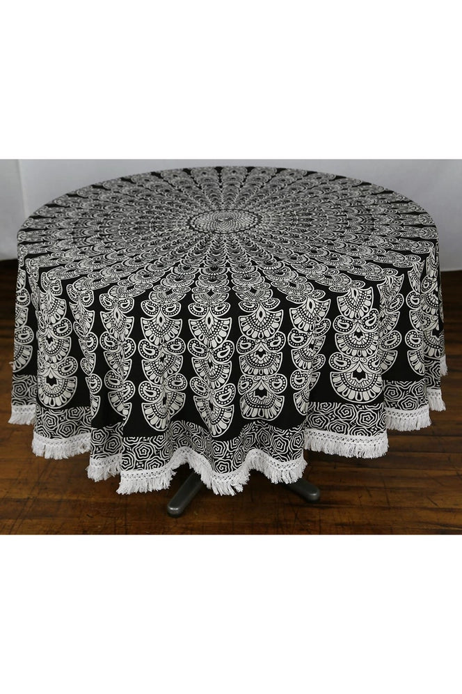 Round Mandala Tapestry | Black & White
