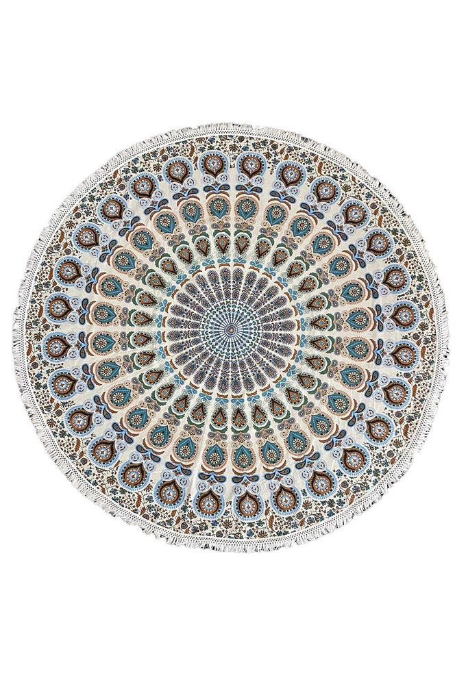 Round Mandala Tapestry | Blue & White