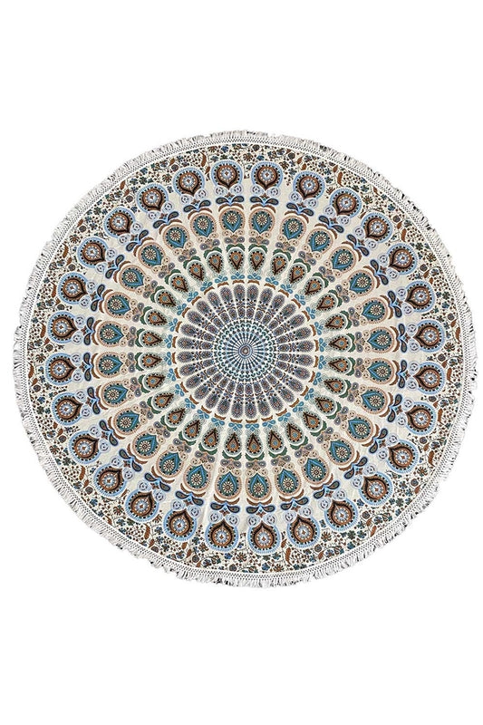 Round Mandala Tapestry | Blue & White