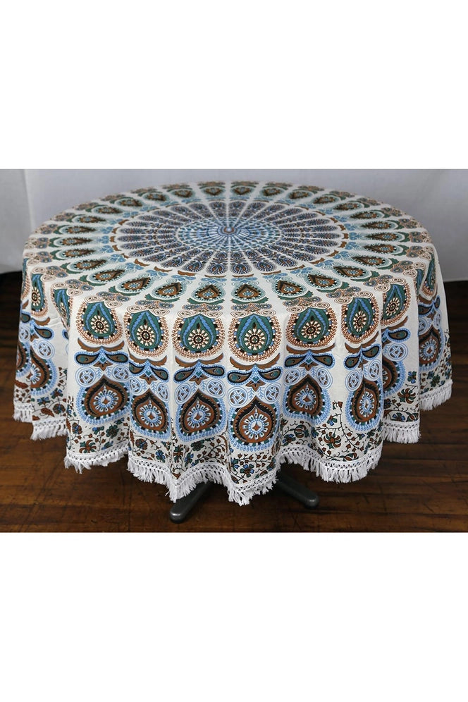 Round Mandala Tapestry | Blue & White