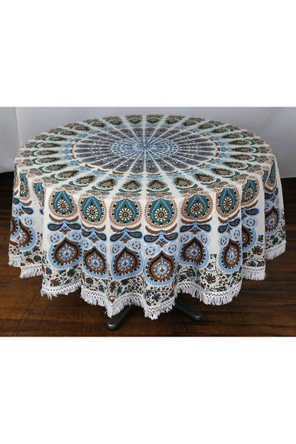 Round Mandala Tapestry | Blue & White
