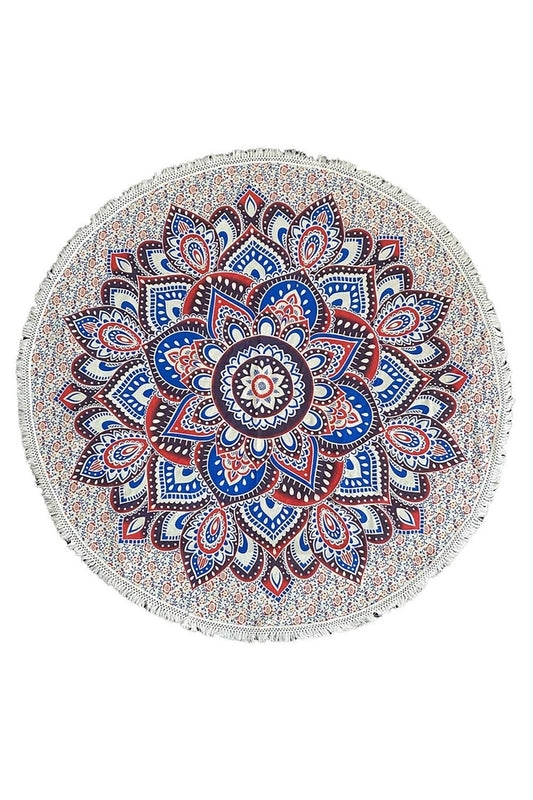 Round Mandala Tapestry | Blue & Red