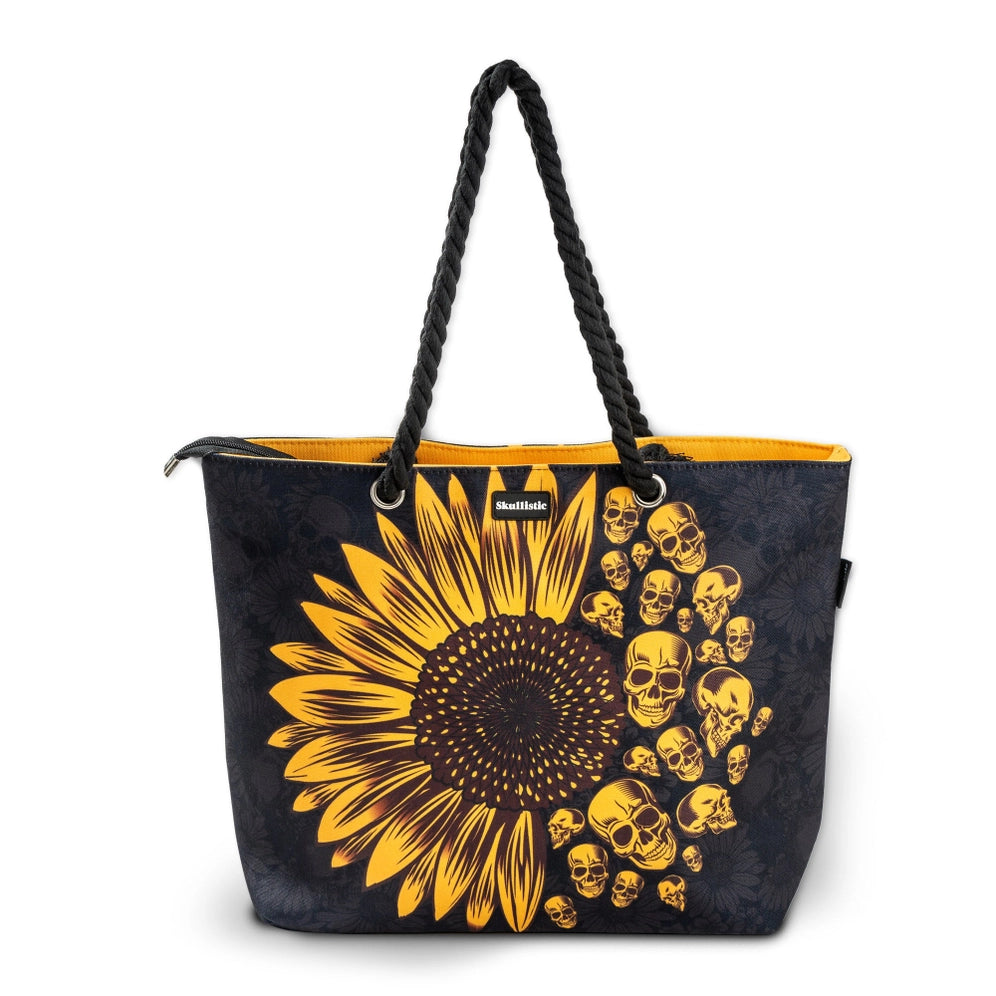 Skullistic Sunflower Skull Shoulder Beach Bag