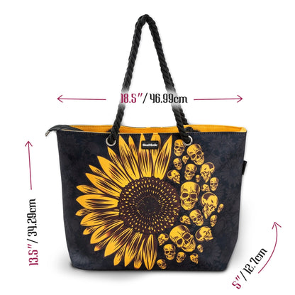 Skullistic Sunflower Skull Shoulder Beach Bag